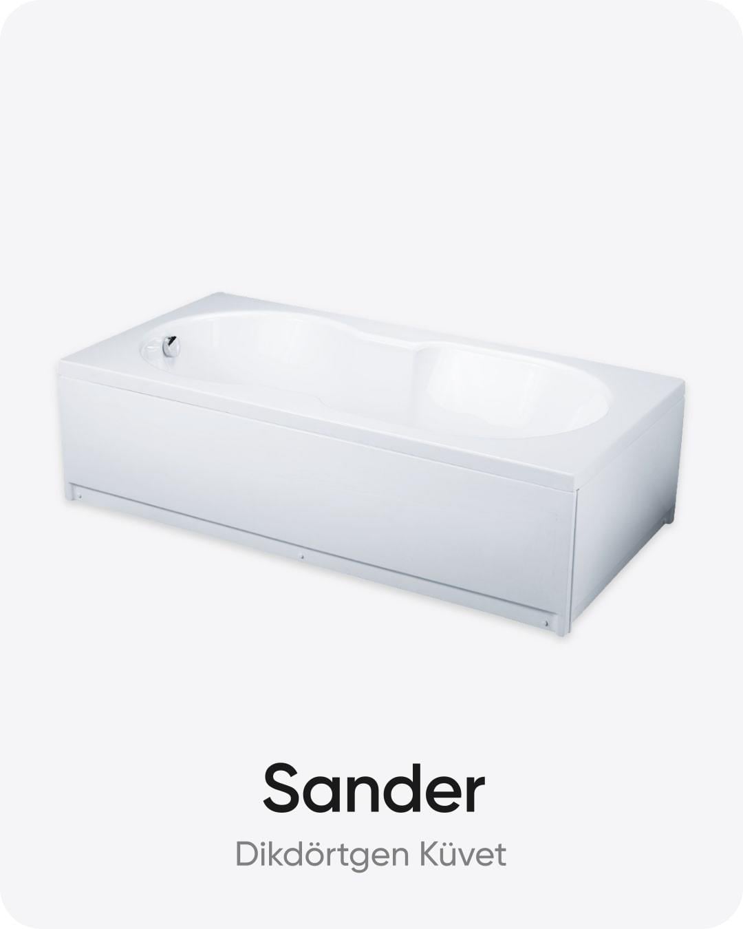 Sander Dikdörtgen Dökme Akrilik Küvet 180x90x53 cm