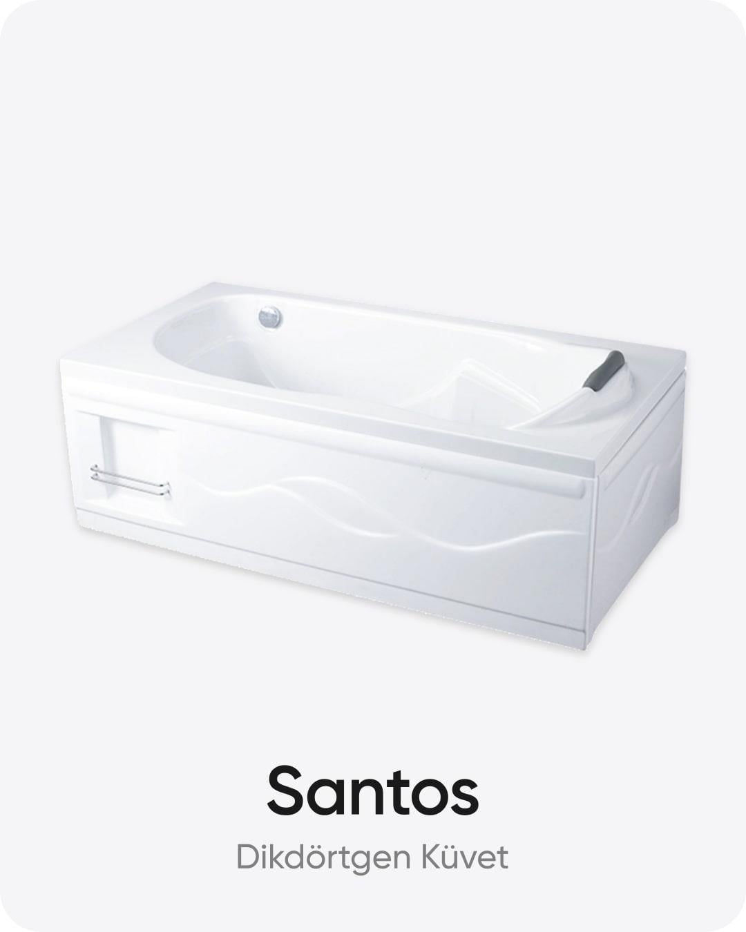 Santos Dikdörtgen Dökme Akrilik Küvet 170x85x60 cm
