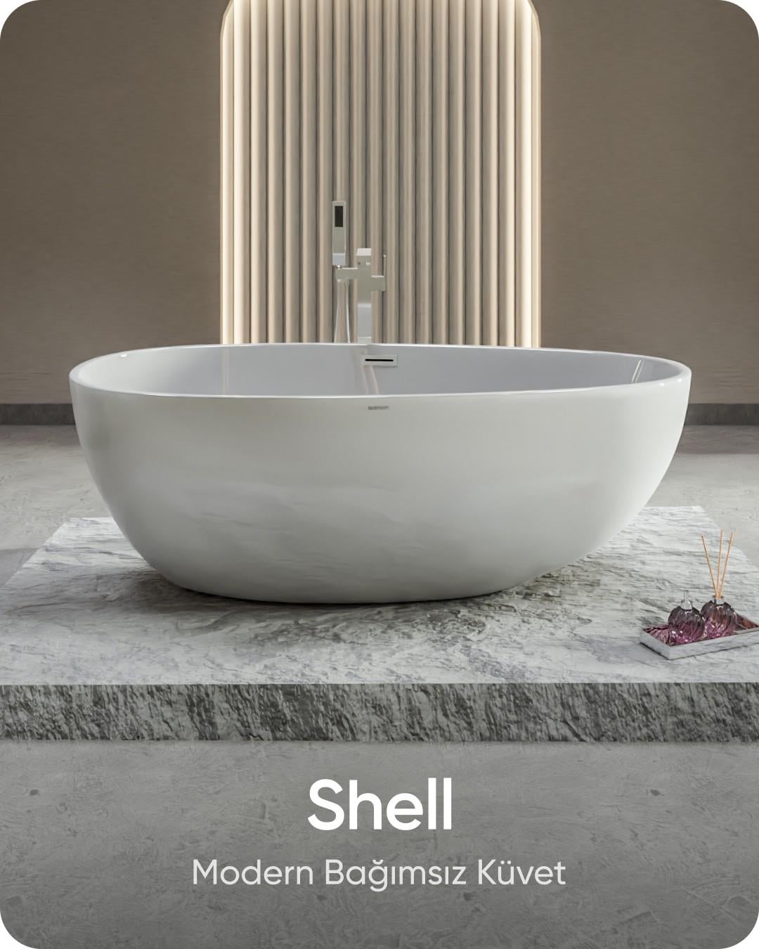 Shell Beyaz Bağımsız Küvet 168x86x60 cm