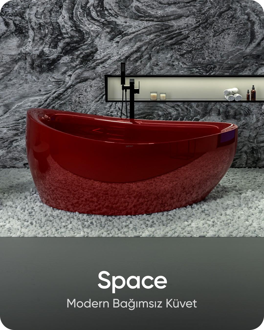 Space Kırmızı Bağımsız Küvet 172x96x75 cm