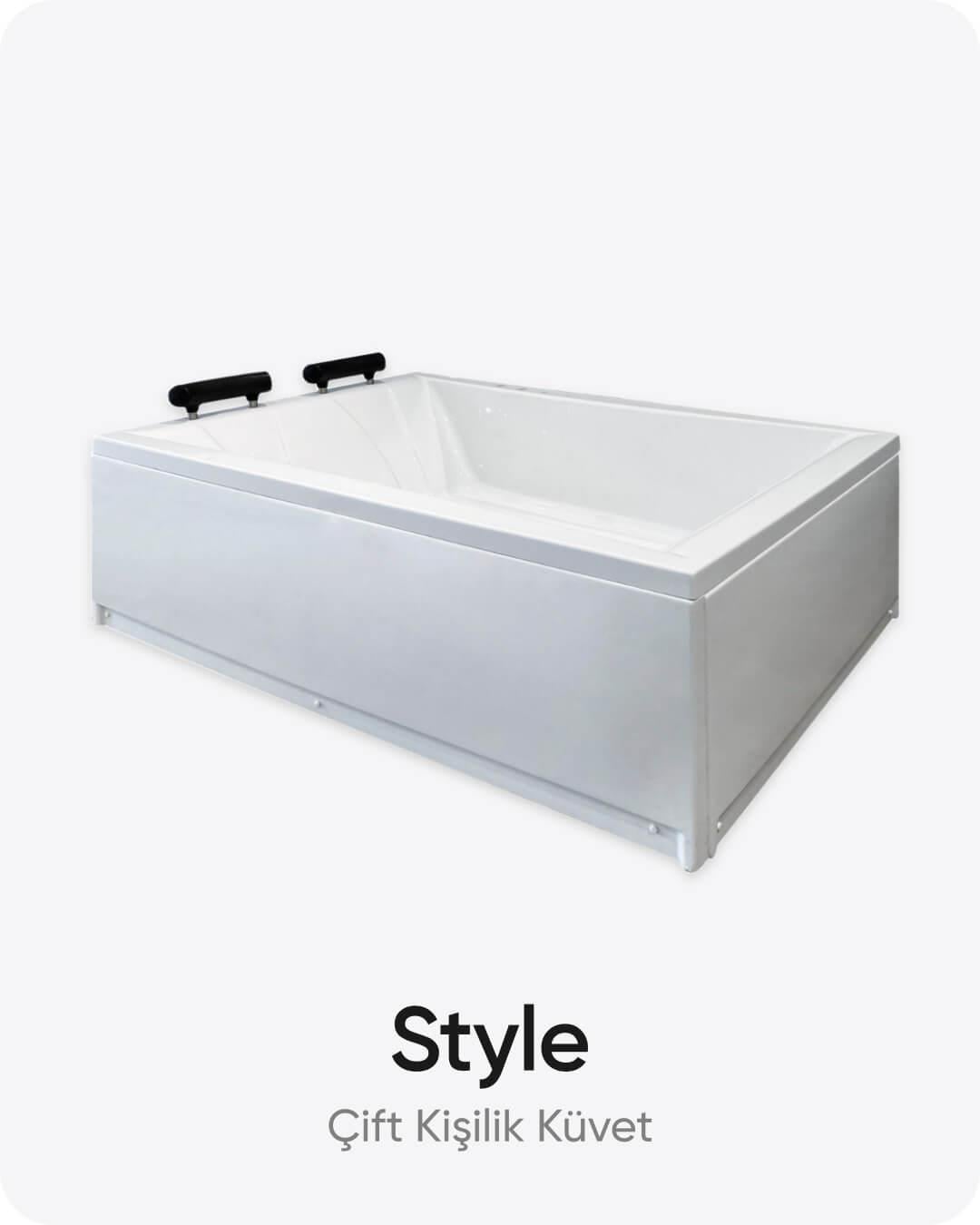 Style Dikdörtgen Dökme Akrilik Küvet 180x120x63 cm