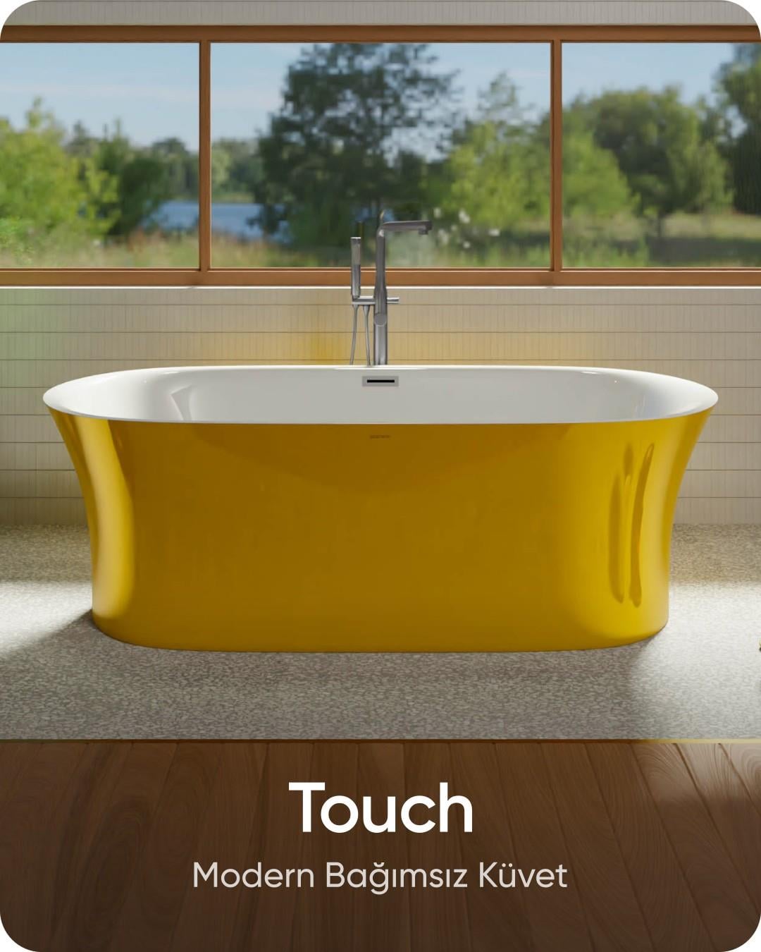 Touch Mango Sarısı - Beyaz Bağımsız Küvet 185x90x62 cm