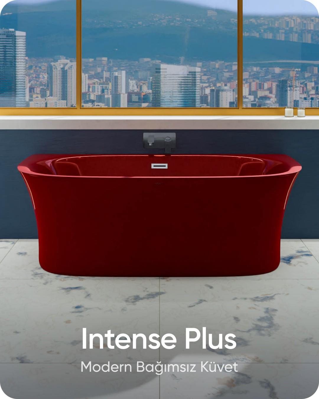 Intense Plus Vişne Kırmızısı Bağımsız Küvet 185x90x63 cm | Jakuzi
