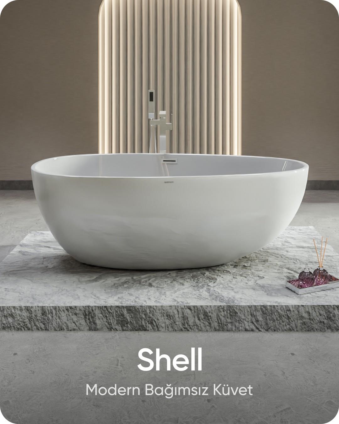 Shell Beyaz Bağımsız Küvet 168x86x60 cm | Jakuzi Center