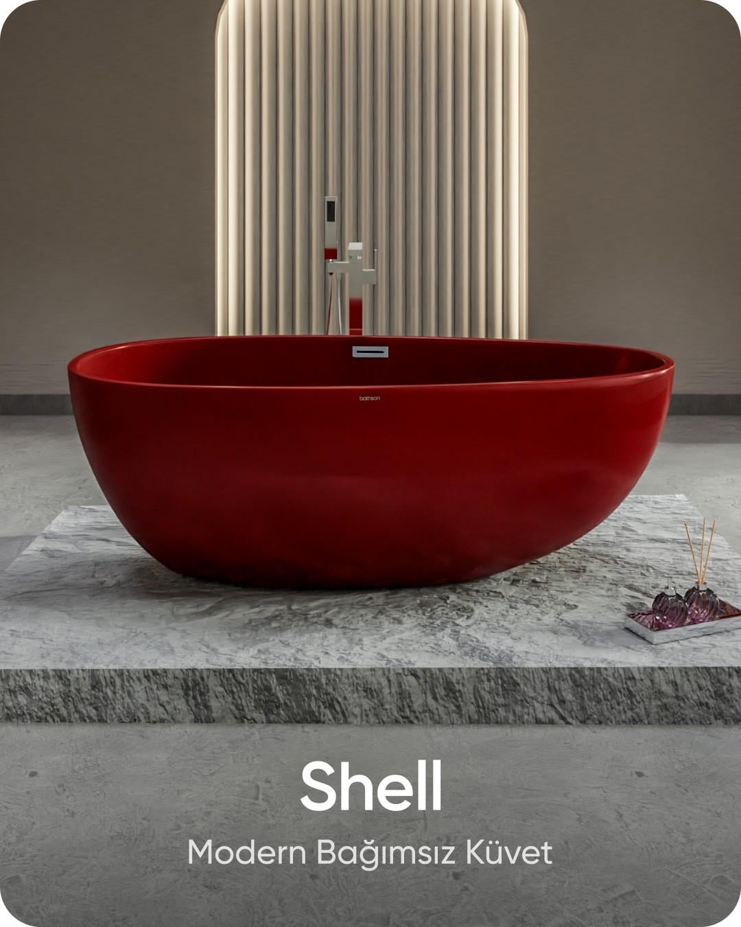 Shell Kırmızı Bağımsız Küvet 168x86x60 cm | Jakuzi Center