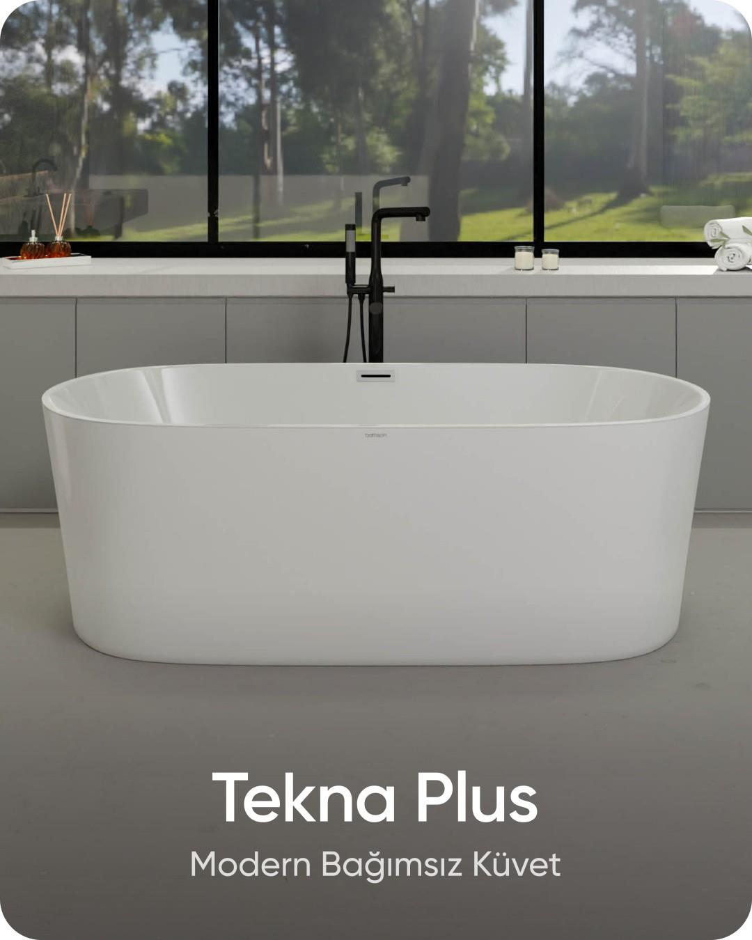 Tekna Plus Beyaz Bağımsız Küvet 176x80x60 cm | Jakuzi Center