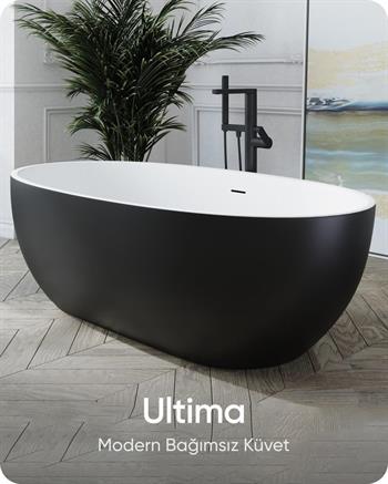 Ultima Siyah-Beyaz Bağımsız Küvet 164x77x60 cm | Jakuzi Center