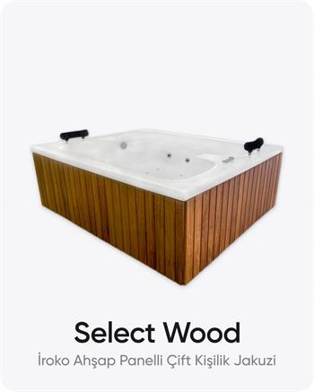 Select Wood Çift Kişilik İroko Ahşap Panelli Dökme Akrilik Jakuzi  195x165x63 cm | Jakuzi Center