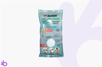 Alvent Maske - Meltblown, Yumuşak Kulak Bantlı, Hijyenik 10'lu Paket