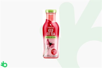 Herby Iced Fit Tea Kırmızı Meyveli Soğuk Bitki, Meyve Çayı (Yeşil Çay, Nar Kabuğu, Kuşburnu, Kiraz Sapı, Bamya Çiçeği, Mürver Meyvesi, Yaban Mersini Meyvesi, Stevya) - 12'li 250ml
