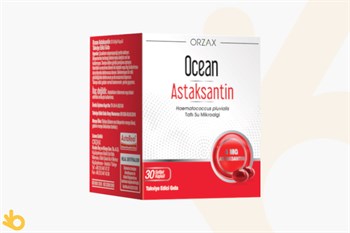 Orzax Ocean Astaksantin - Tatlı Su Mikroalgi / Doğal Antioksidan - Takviye Edici Gıda - 30 Kapsül