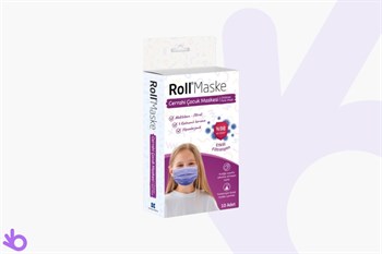 Roll Çocuk Maskesi - 10'lu Kutu - Kız Çocuk Renkli Maske