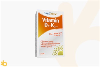 Wellcare Vitamin D3 K2 - Takviye Edici Gıda - 12ml Oral Sprey