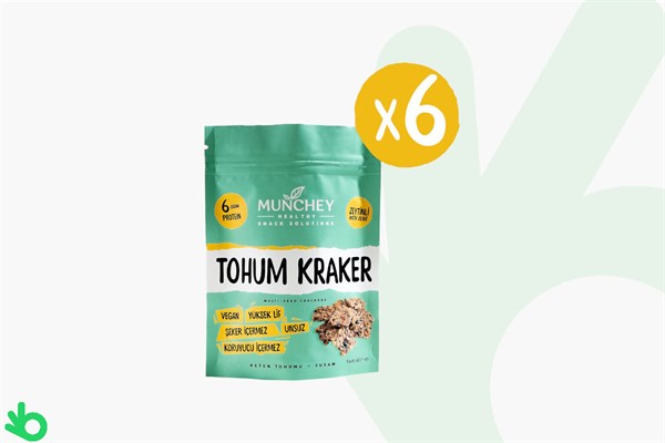 Munchey Tohum Kraker Zeytinli 6'lı Paket - Vegan, Protein, Yüksek Lif - 240gr