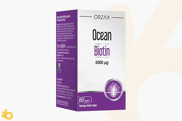 Orzax Ocean Biotin 5000mcg - Takviye Edici Gıda - 60 Kapsül