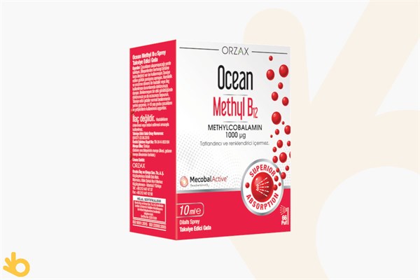 Orzax Ocean Methyl B12 1000mcg - B12 Vitamini / Metilkobalamin - Takviye Edici Gıda - 10ml Sprey