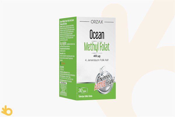 Orzax Ocean Methyl Folat - Folik Asit - Takviye Edici Gıda - 400mcg - 30 Tablet