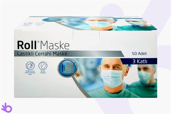 Roll Meltblown Cerrahi Maske - 3 Katlı, 50 Adet ve Tekli Paket