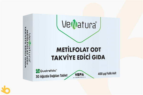 VeNatura Metilfolat ODT Takviye Edici Gıda - 30 Ağızda Dağılan Tablet - 400mcg - Folik Asit