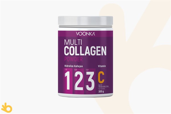Voonka Multi Collagen Powder - Tip 1 / Tip 2 / Tip 3 Hidrolize Kollajen ve Vitamin C  - 300g