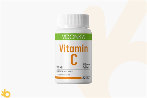 Voonka Vitamin C Takviye Edici Gıda - Portakal Aromalı - 500mg - 62 Çiğneme Tableti
