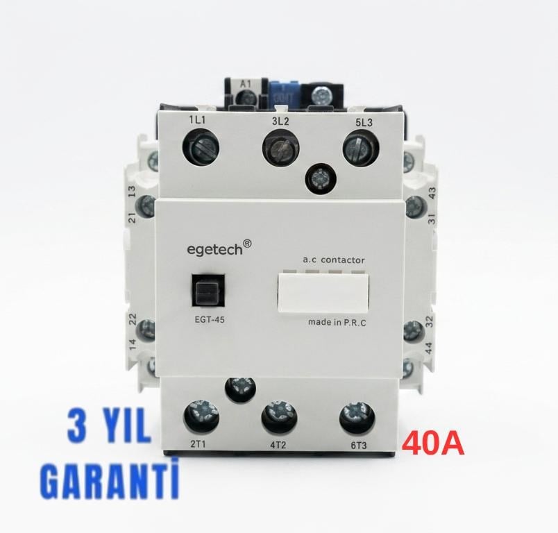 Kontaktörler, Kaçak Akımlar ve Şalt MalzemelerEgetech40A AC Kontaktör