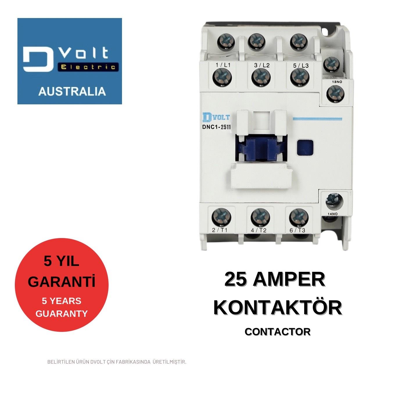 Kontaktörler, Kaçak Akımlar ve Şalt MalzemelerDVOLTDvolt 2511 AC Kontaktör 1NO+1NC