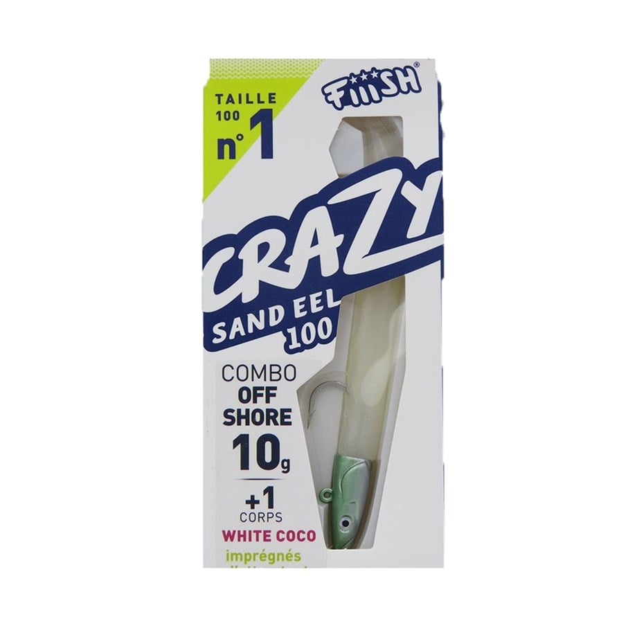 Fiiish Crazy Sandeel CSE100 CSE509 Combo Off Shore 10 Gr - White Coco