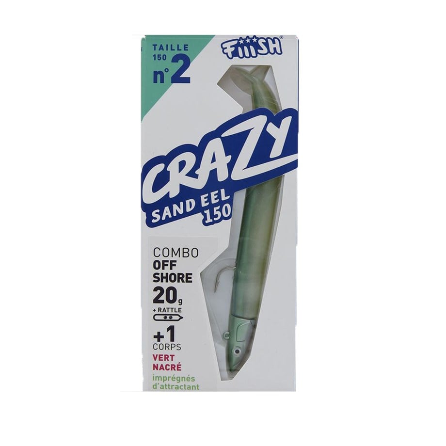 Fiiish Crazy Sandeel CSE150 CSE219 Combo Off Shore 20 Gr - Vert Nacre