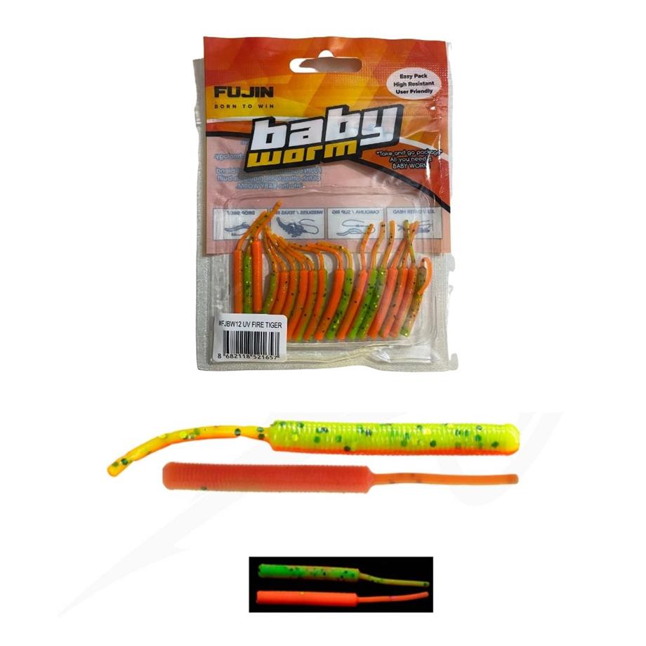 Fujin Baby Worm 5.2 cm Floating LRF Silikonu UV Fire Tiger