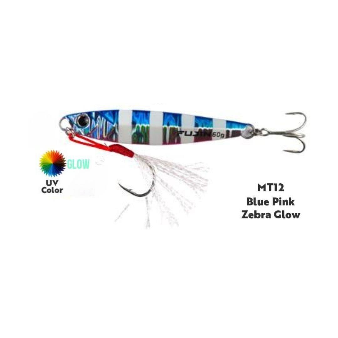 Fujin Jig-X 40gr Shore Jigging Jig Yem MT12 Blue Pink Zebra Glow