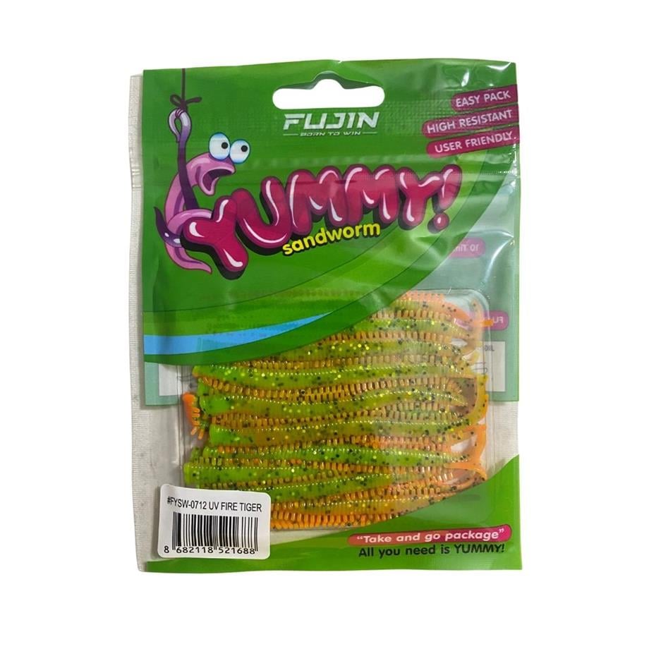Fujin Yummy Sandworm 7cm LRF Silikonu UV Fire Tiger