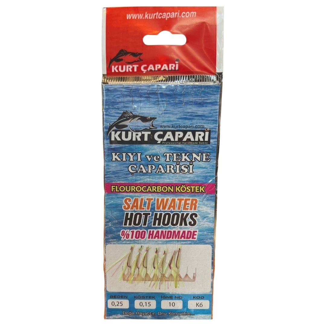 Kurt İstavrit Çapari Kolay Açılır 7 li Kırmızı İğneli Sarı Simli