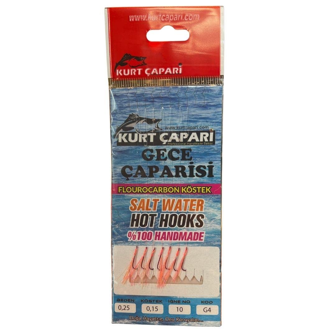 Kurt İstavrit Çapari Kolay Açılır 7 li Kırmızı İğneli Gece Orange Simli