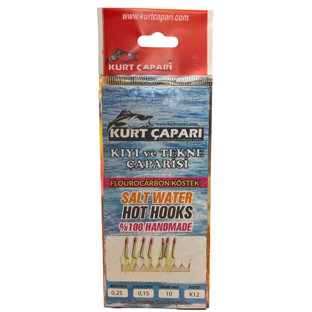 Kurt İstavrit Çapari Kolay Açılır 7 li Kırmızı İğneli Açık Yeşil Simli