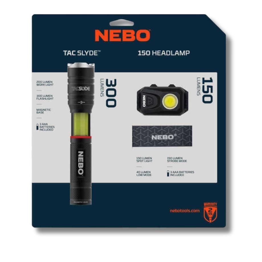 Nebo Tacslyde 300 Lümen Fener + 150 Lümen Kafa Feneri Seti