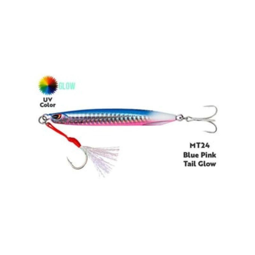 Fujin Metal Cast 40gr Shore Jig Metal Yem MT24 Blue Pink Tail Glow