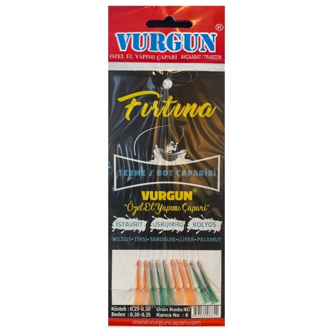 Vurgun Tekne Çapari 10 İğneli Turuncu-Yeşil Simli