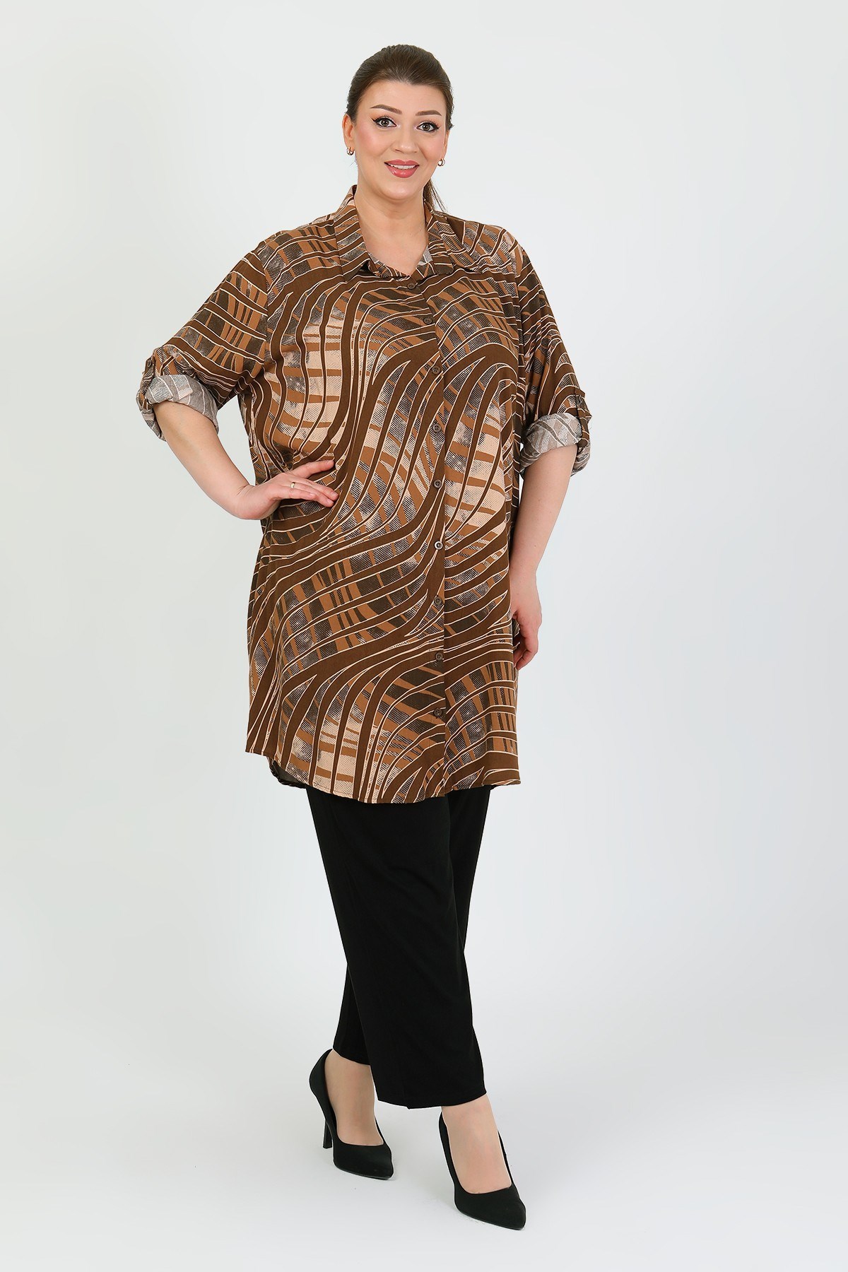 KADIN TABA PAMUK VİSKON BÜYÜK BEDEN TUNİK