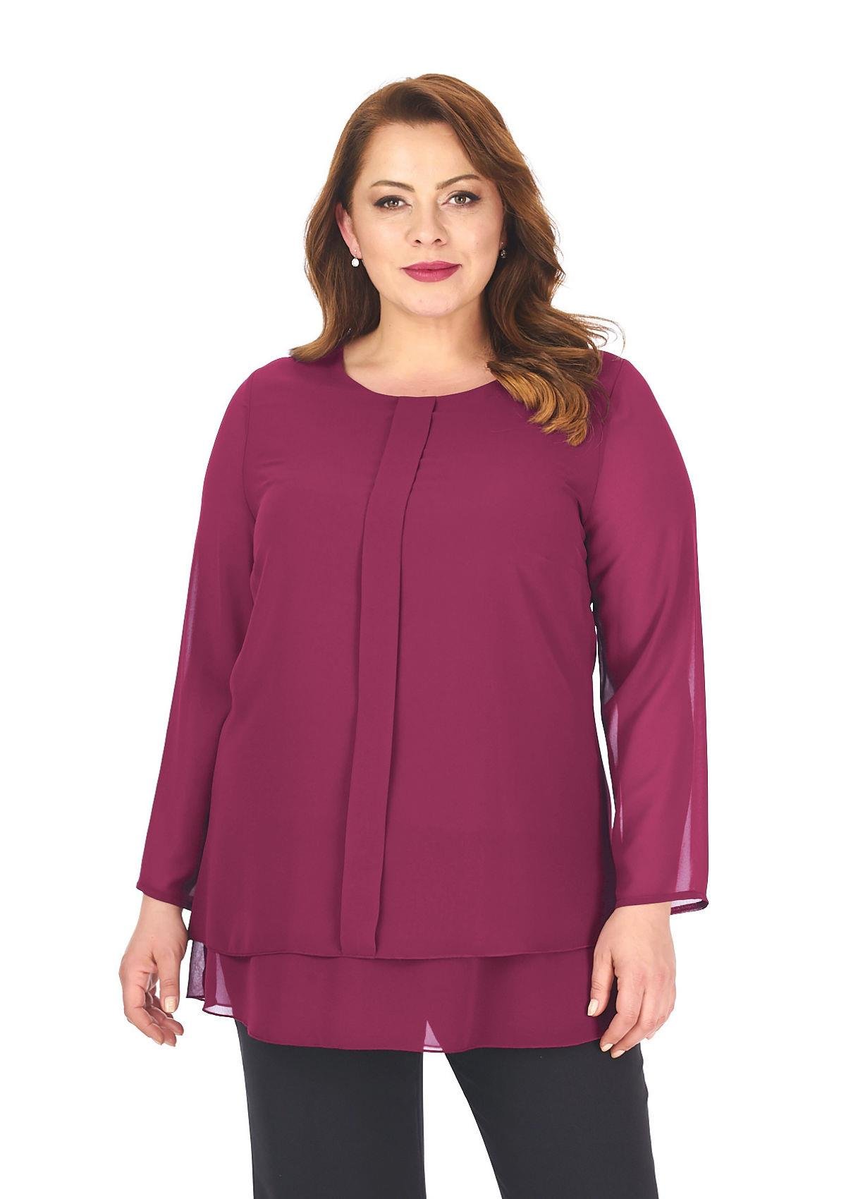 Büyük Beden Fuşya Renkli Şifon Tunik