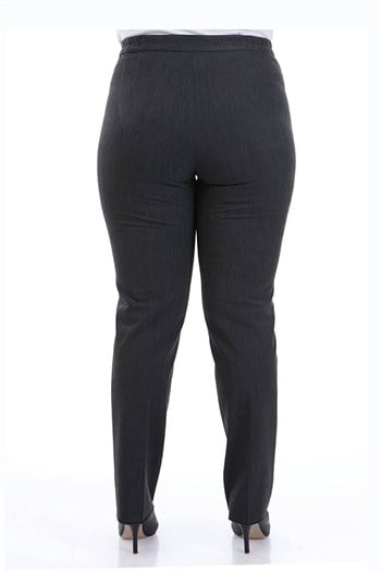 Büyük Beden Siyah Antrasit Renkli Beli Lastikli Likralı Kışlık Kumaş Pantolon
