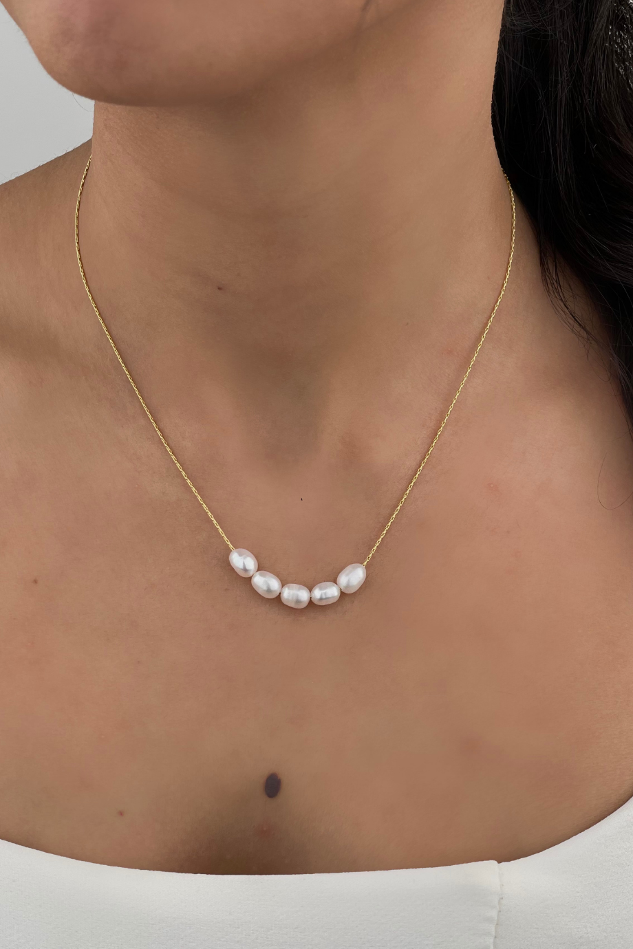 Gerçek İnci İtalyan Zincir Kolye Gold