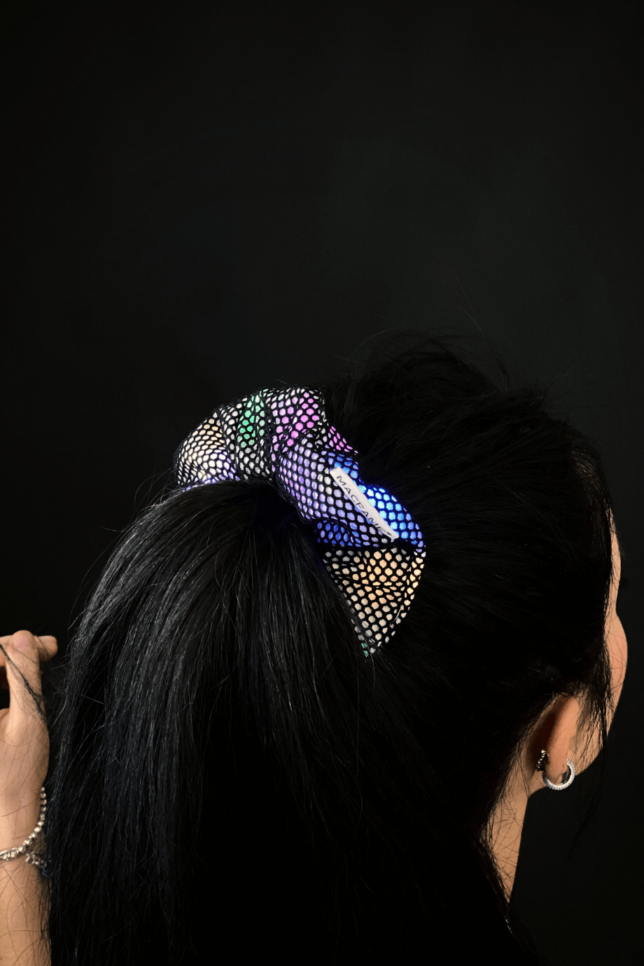Işıklı Scrunchie Lastik Toka Siyah