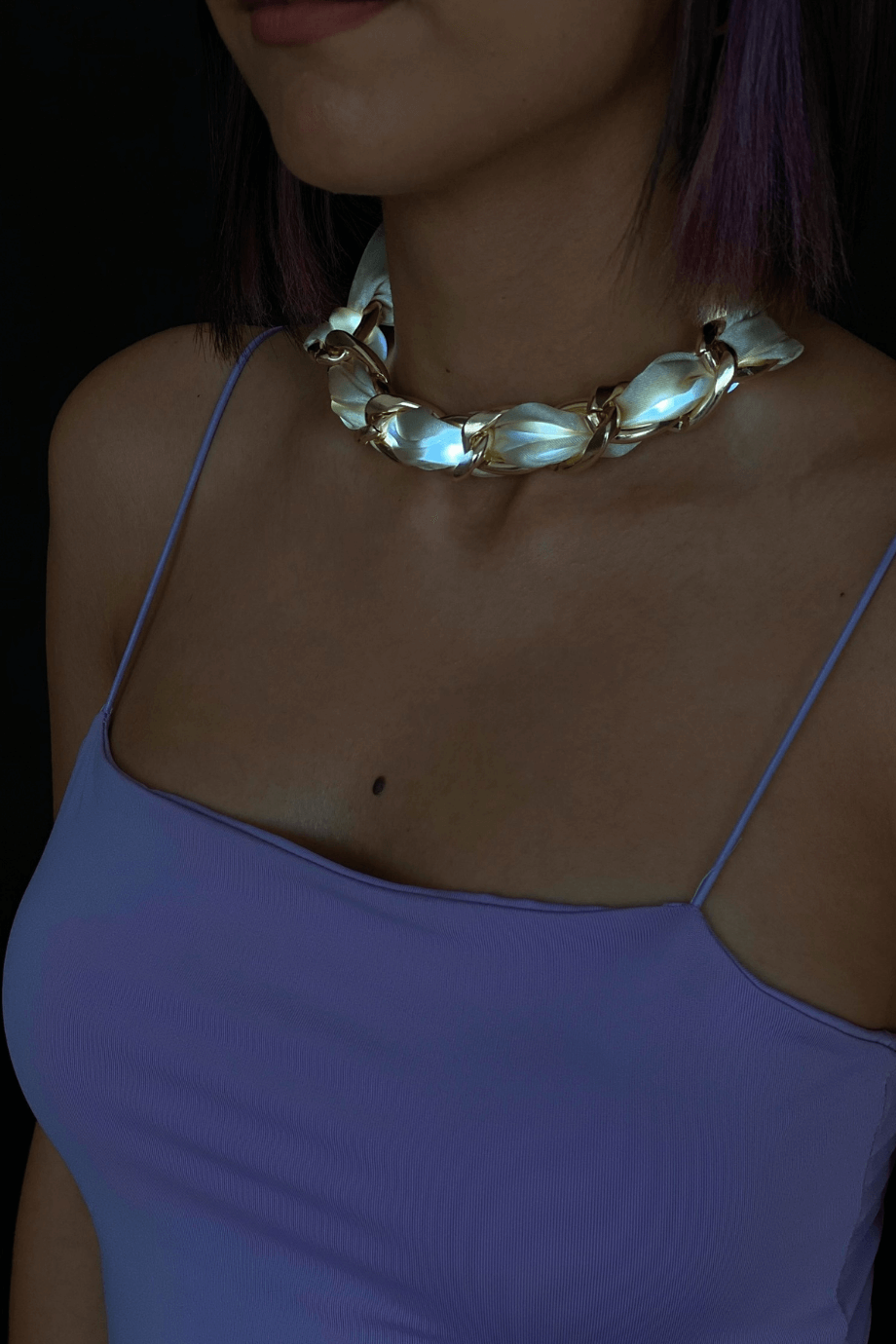 Işıklı Zincir Kolye Krem