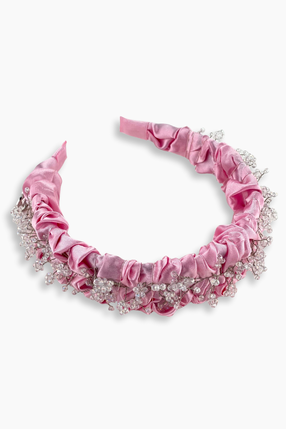 Kristal Taşlı Gelin Taç Pembe