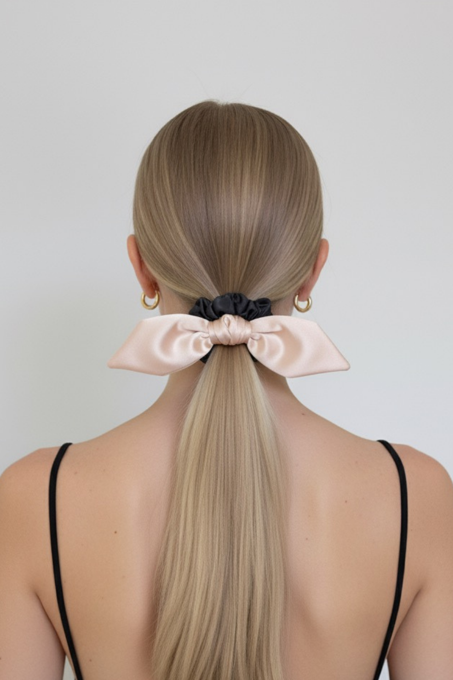 Krem Fiyonklu Saten Scrunchie Toka Pudra