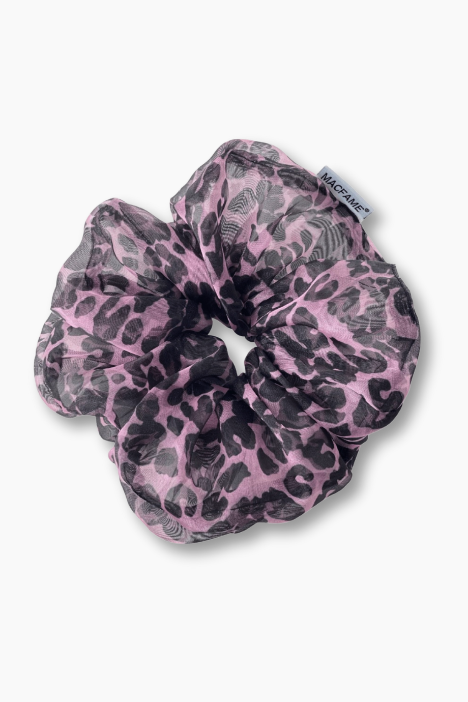 Kadın Leopar Desenli Scrunchie Saç Tokası Pembe