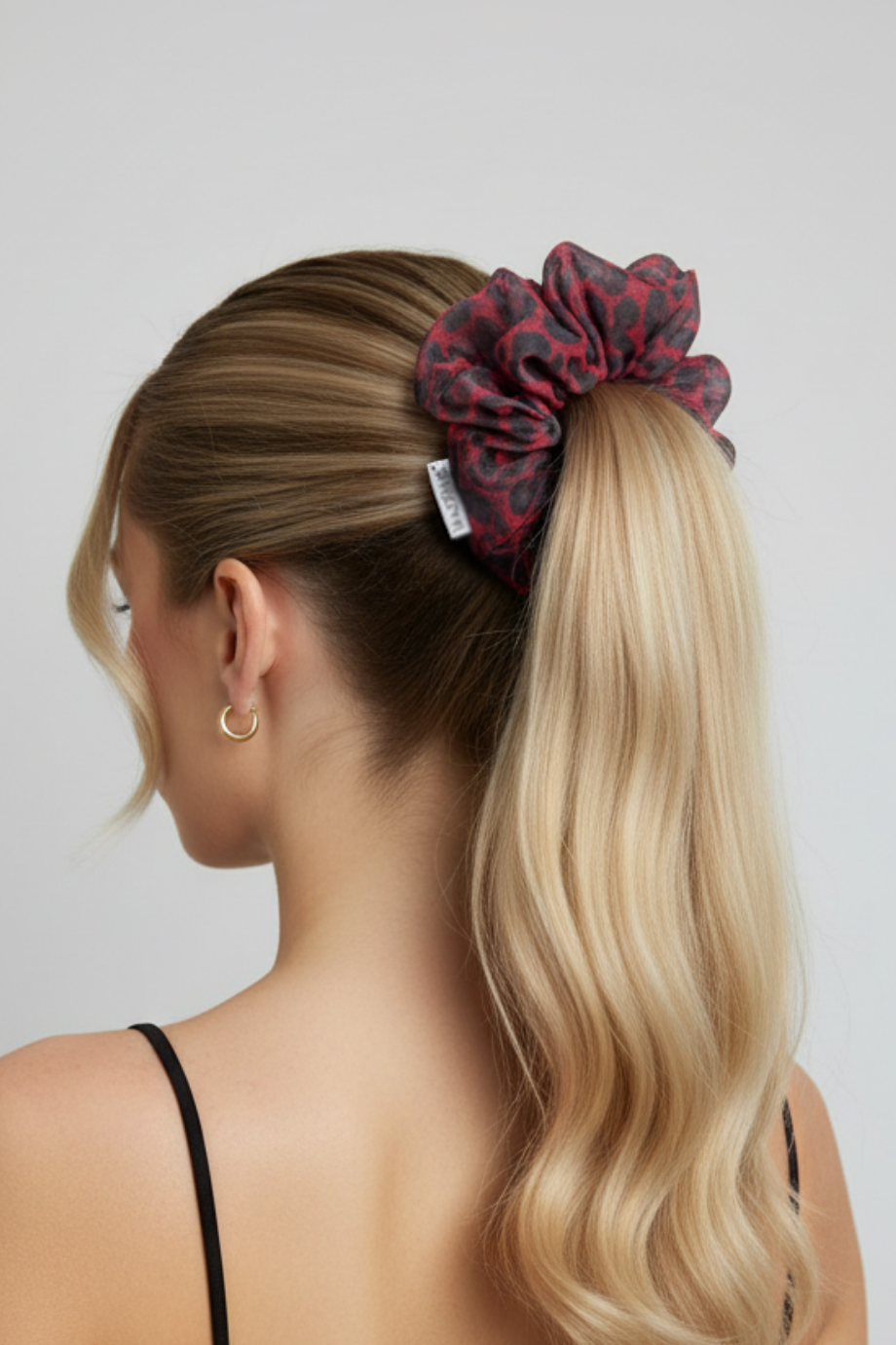 Kırmızı Leopar Desen Scrunchie Toka Modelleri