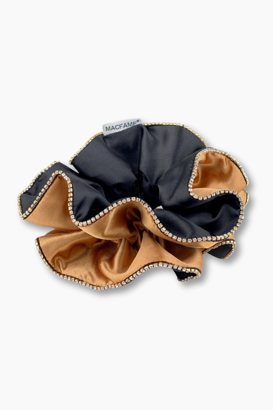 Taşlı Büyük Scrunchie Lastik Toka Gold