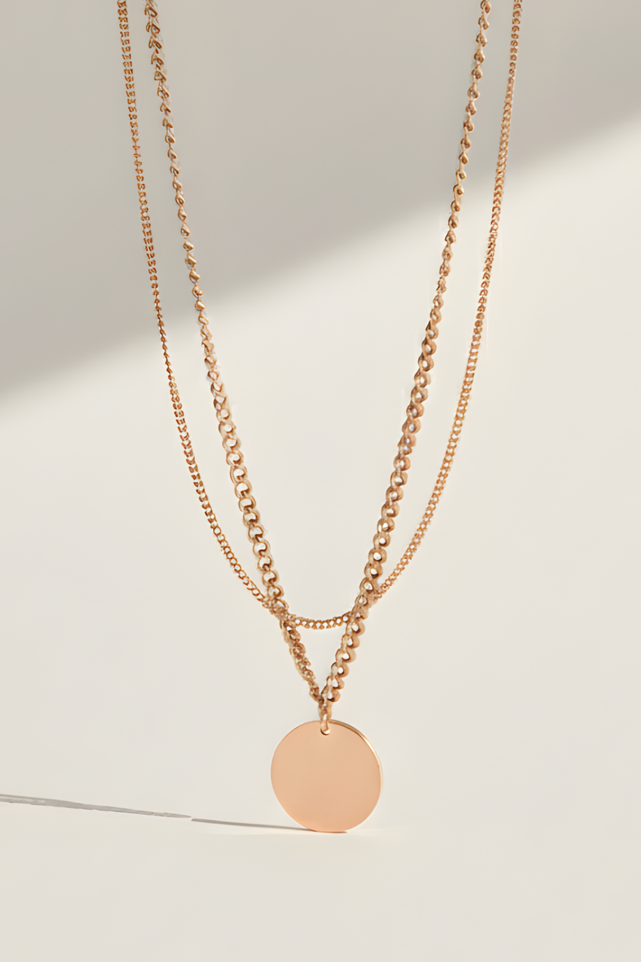 Çelik Rose Gold İkili Kolye